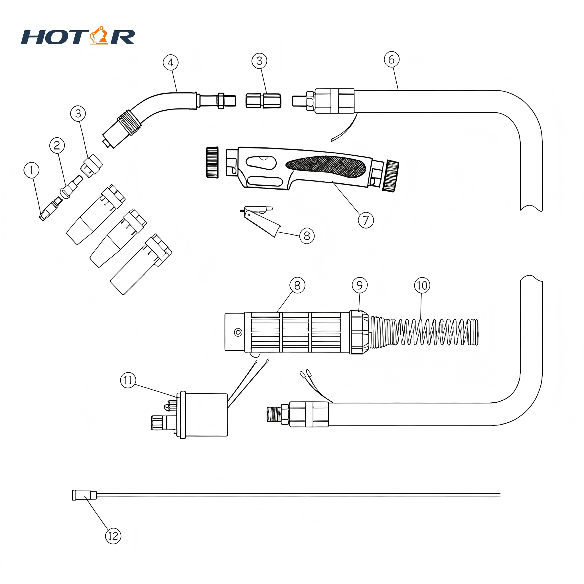 MIG/MAG HRMB15AK Air-Cooled CO2/Mixed Shielded Welding Torch