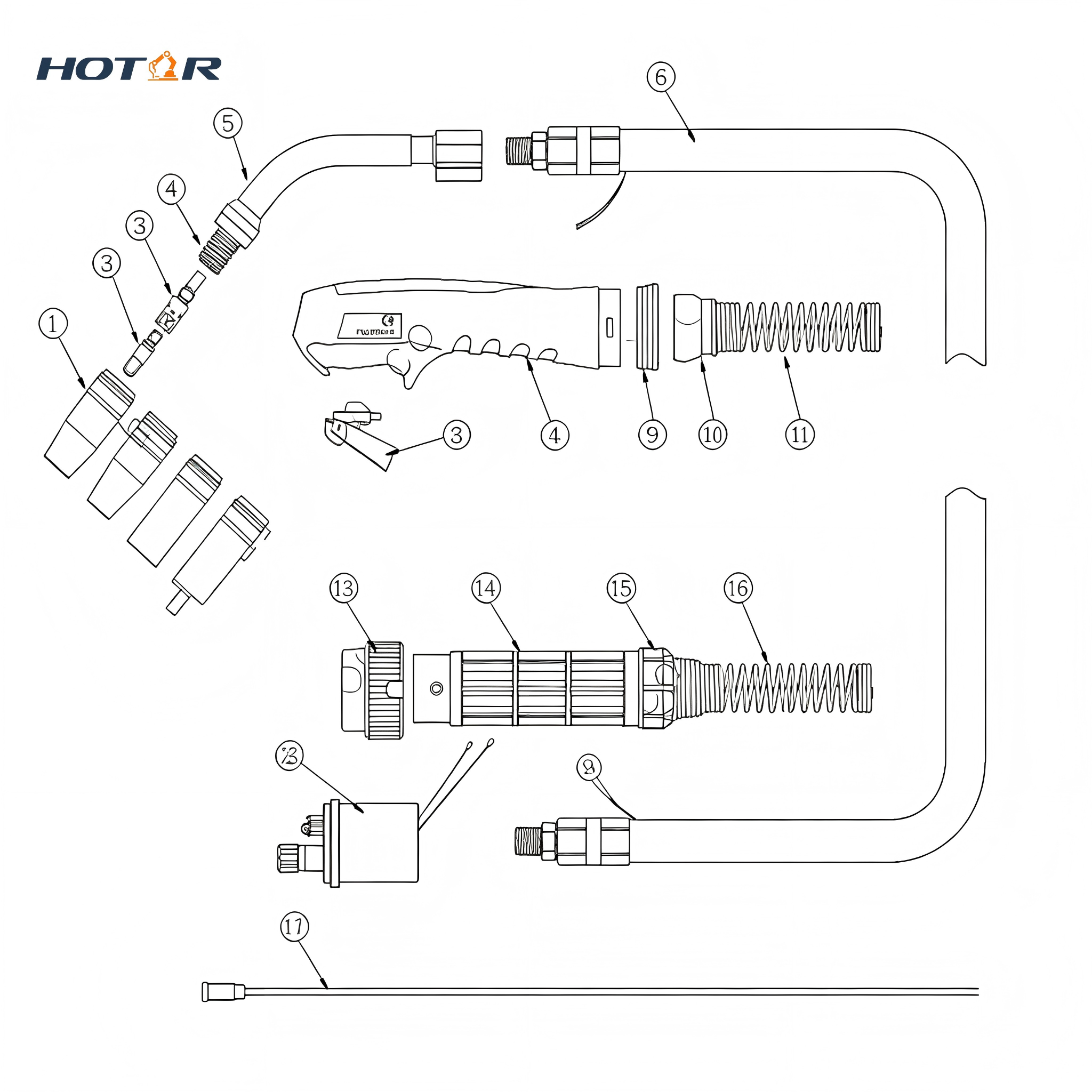 MIG/MAG HRMB36KD Air-Cooled CO2/Mixed Shielded Welding Torch