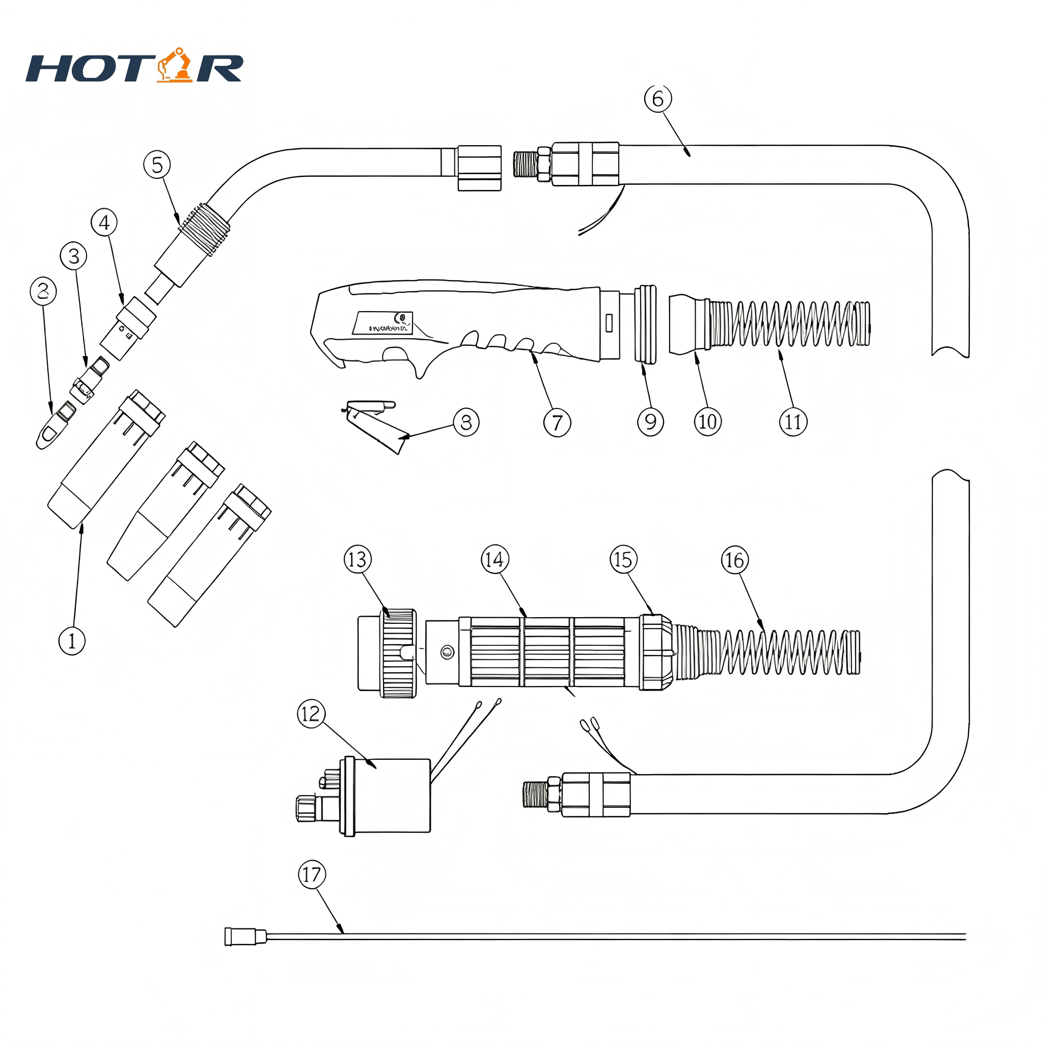 MIG/MAG Fume Extraction HRMB36KD Air Cooled Welding Torch