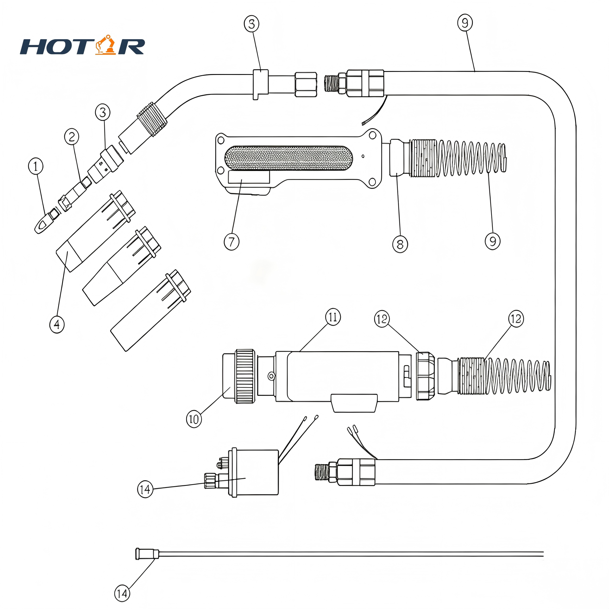 MIG/MAG HRMB40KD Air-Cooled CO2/Mixed Shielded Welding Torch
