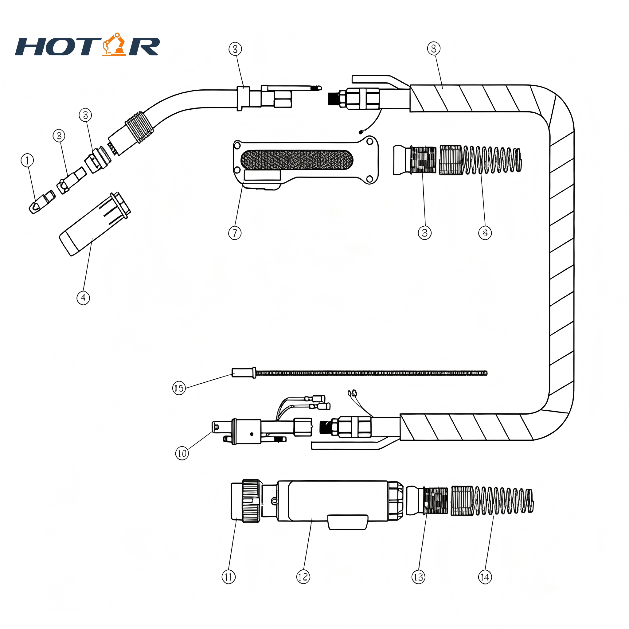 MIG/MAG HRMB61GD Air-Cooled CO2/Mixed Shielded Welding Torch