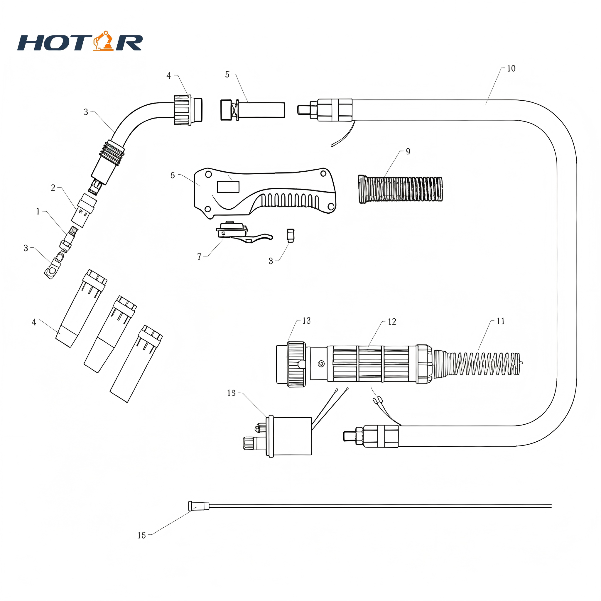 MIG/MAG HRRMBX36S Air-Cooled CO2/Mixed Shielded Welding Torch