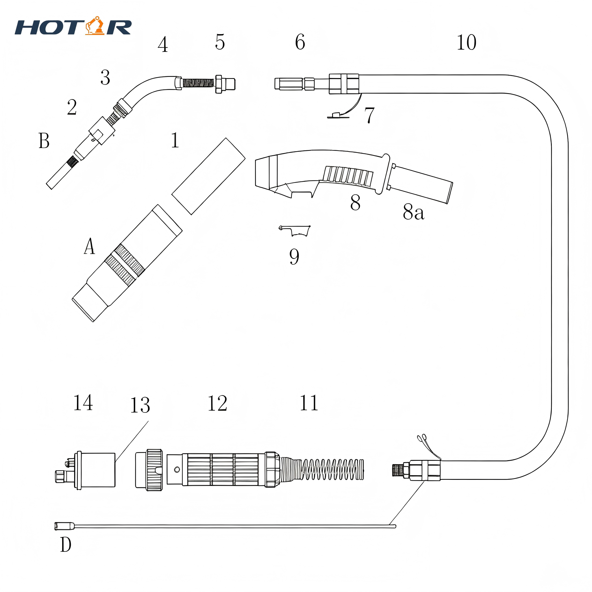 HRES250A Air-Cooled Welding Torch