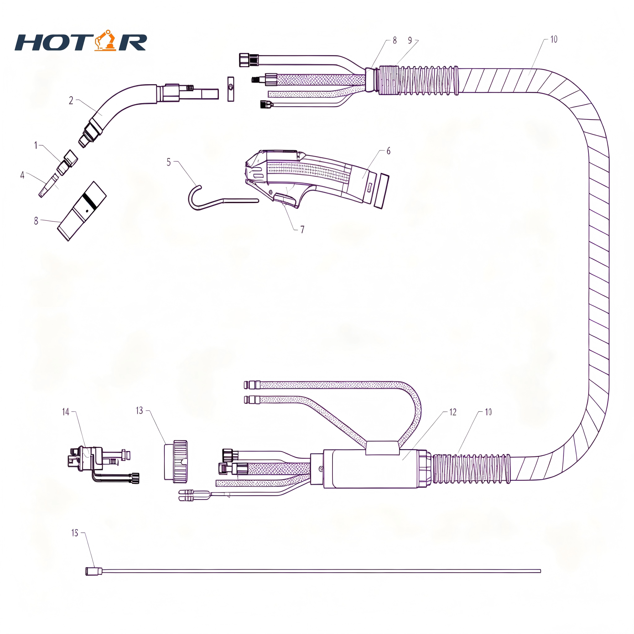 HRPSF510W Water-Cooled Welding Torch