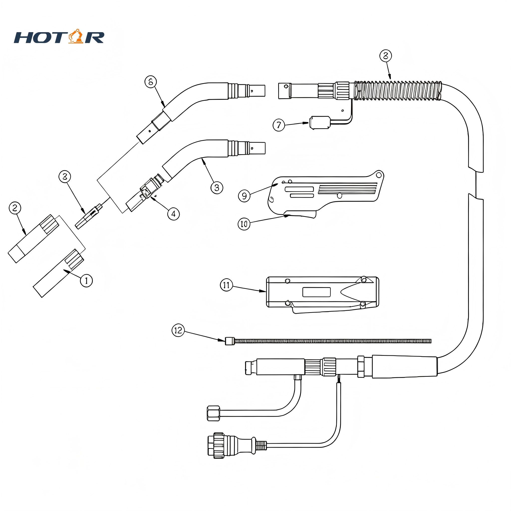 HRKR180A Air-Cooled Welding Torch