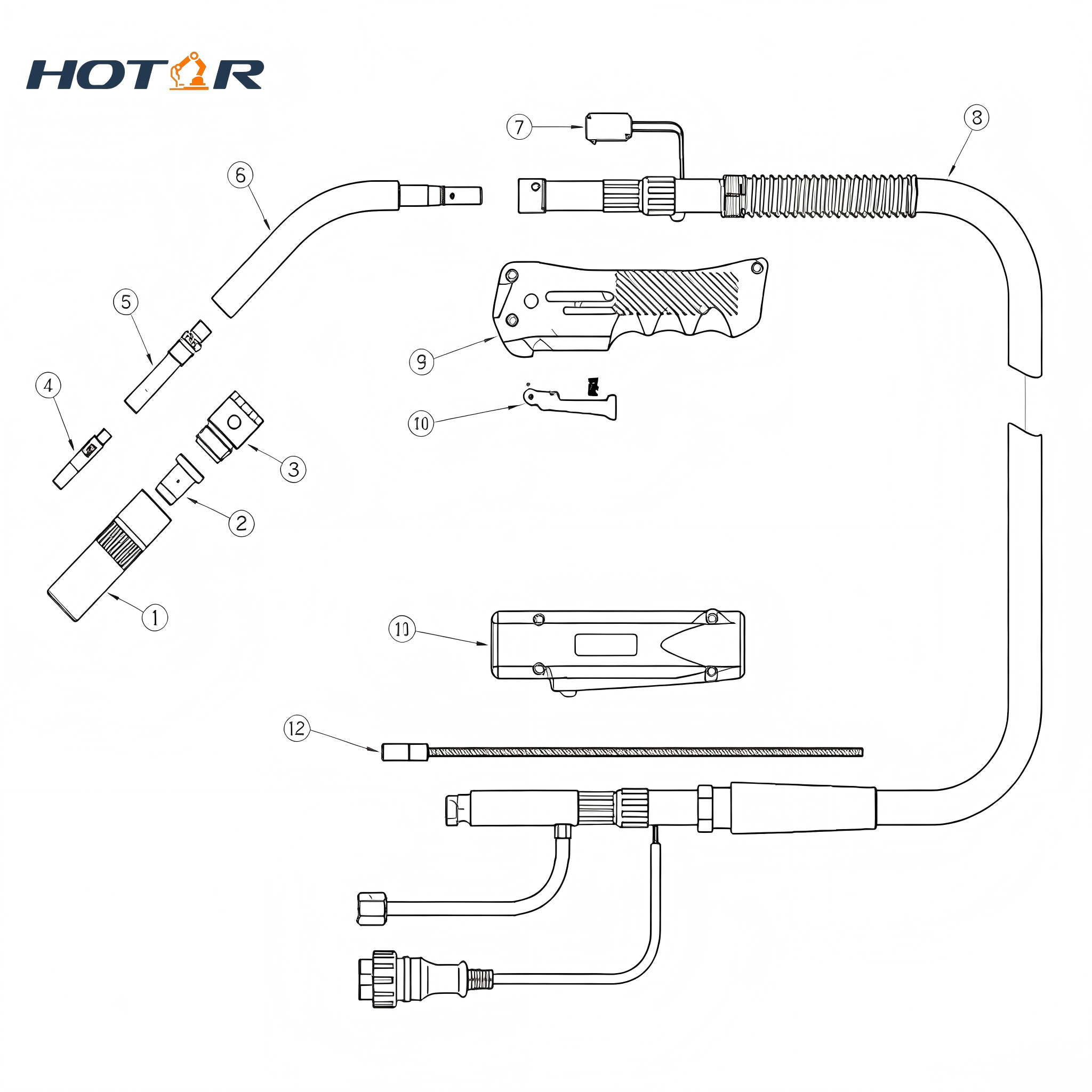 HRKR500A Air-Cooled Welding Torch