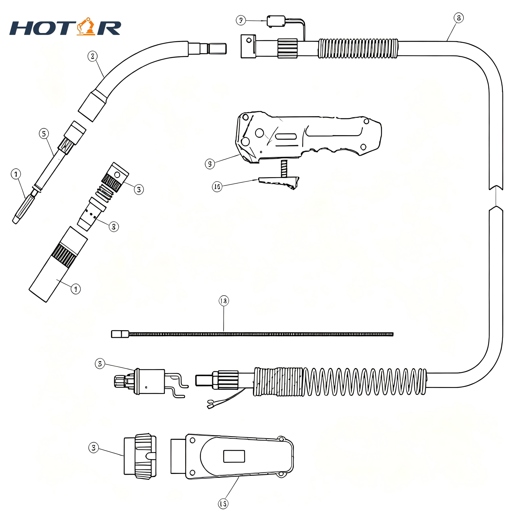 HROTC500A Air-Cooled Welding Torch