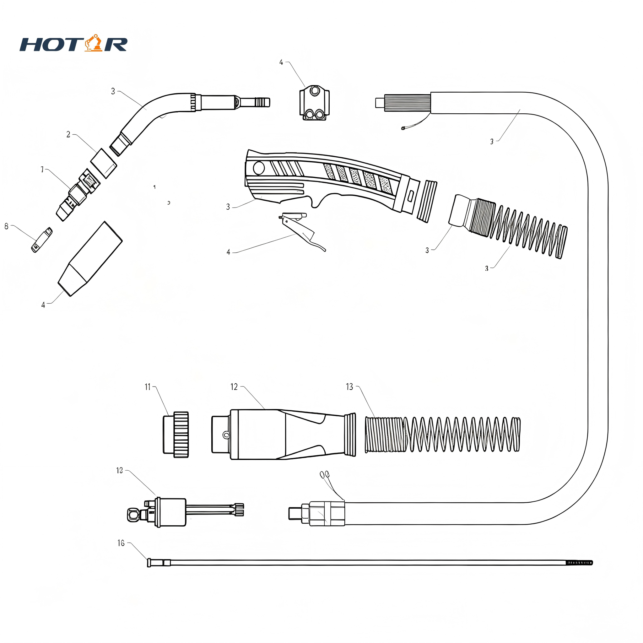 HRMAXI450A-Air-Cooled-Welding-Torch